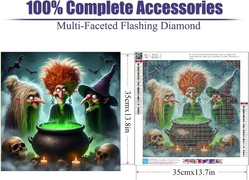 Cartoon Witch Diamond Painting Kits for Adults, Halloween Witch Diamond Art Kits - Picture 2 of 5