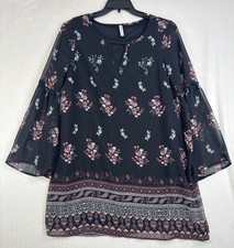 Xhilaration Floral Black Hobo Keyhole Front Dress L Excellent Condition Lined