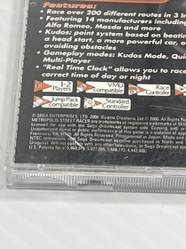 Metropolis Street Racer (Sega Dreamcast, 2001) CIB Complete w/ Manual Inserts