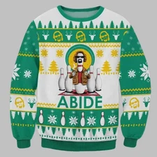 The Big Lebowski Abide Ugly Christmas Sweater
