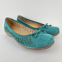 Woman’s teal Leather Hotter Precious UK 7 Ballet Pumps Lightweight Flat Shoes