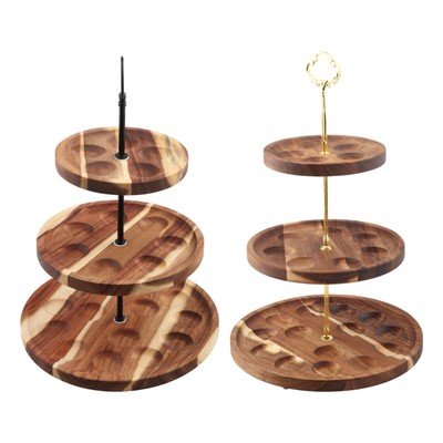 Dreistufige Eierstütze aus Holz zum Organisieren von Desserts