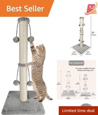 29'' Cat Scratching Post with Sisal Rope and Toy Balls for Large Cats Grey