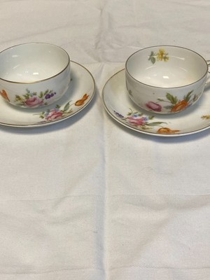 ROSENTHAL SELB BAVARIA 2 GEDECKE MOKKATASSEN PORZELLAN + BLUMENMOTIV