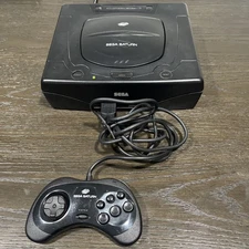SEGA Saturn Black Console Power Cord MK-80116 Controller Powers On As Is