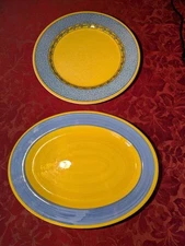 Two Vintage Furio Home La Primula Serving Platters 12" & 11" x 14"