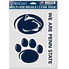 Penn State Nittany Lions Wincraft NCAA 3 Piece Fan Multi Use Decal Set FREE SHIP