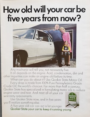 1968 Quaker State Motor Oil Dirt & Impurities Can Make Engine Old Print Ad