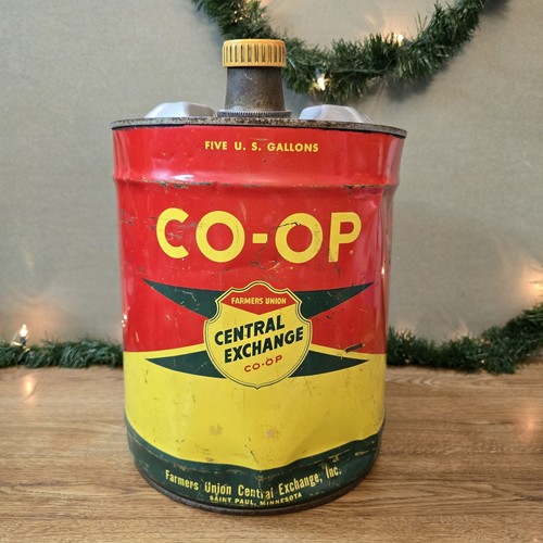 Vtg 1950s CO-OP Motor Oil 5 Gallon Oil Can Pail Farmers Union Central ...