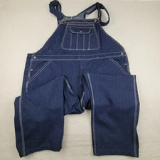 NEW Real Work Relaxed Fit Denim Overalls Mens 52 x 30 Relaxed Fit Blue Cotton
