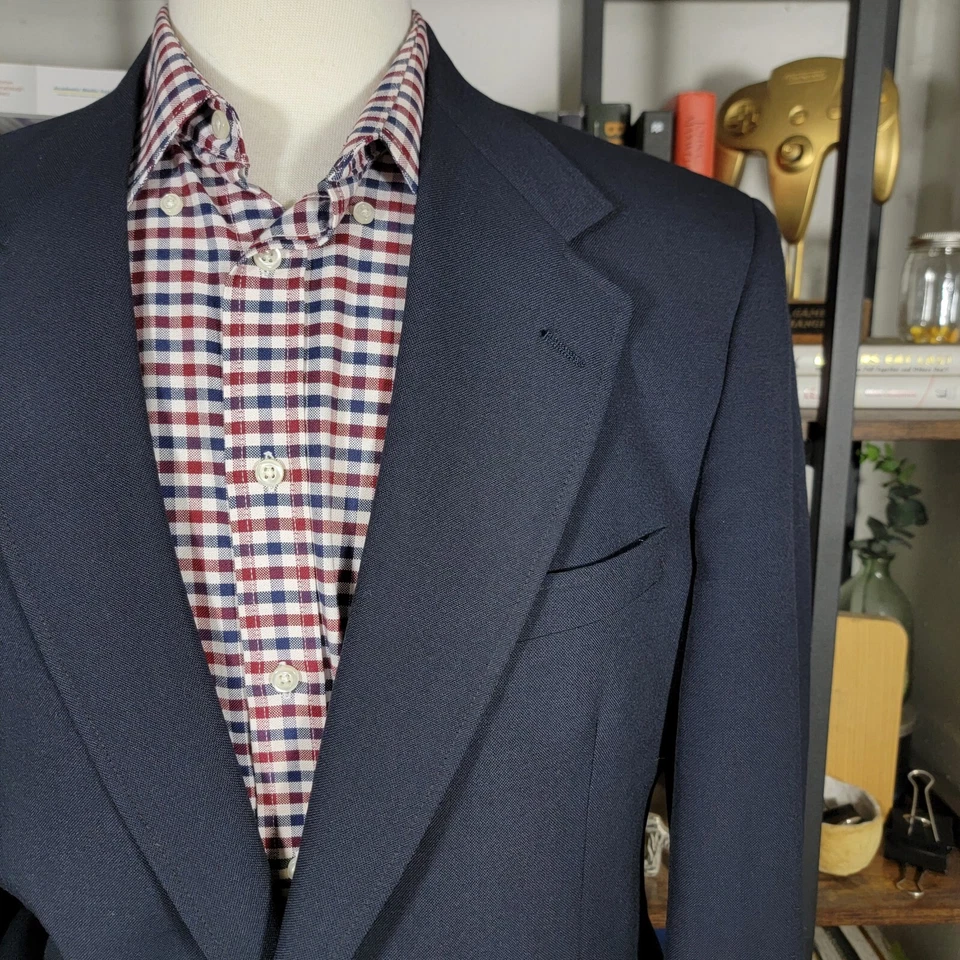 Abrigo Blazer Deportivo De Colección Racquet Club Para Hombre Dos Botones Azul Marino Profundo Talla 41R Foto 4 de 4