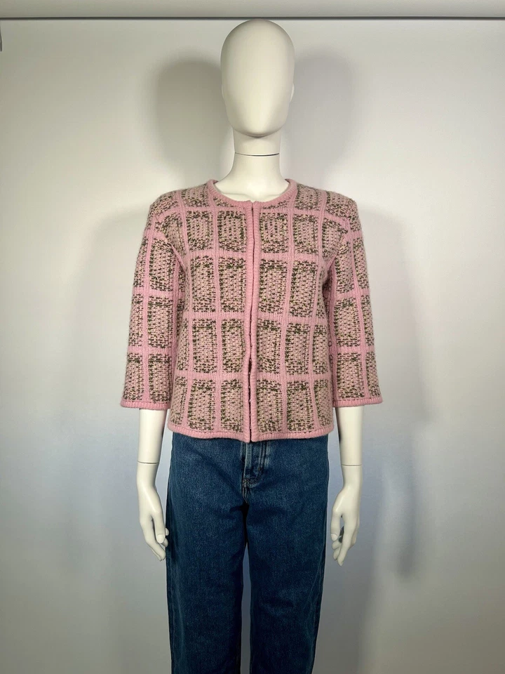 Matilde Cardigan Vintage Pink Cashmere Green Melange 3/4 Sleeve Size M - Image 2 of 4