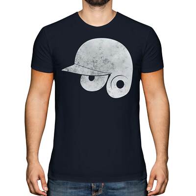 BASEBALL HELM DISTRESSED PRINT HERREN T-SHIRT VINTAGE STIL DESIGN TOP SCHLÄGER GESCHENK