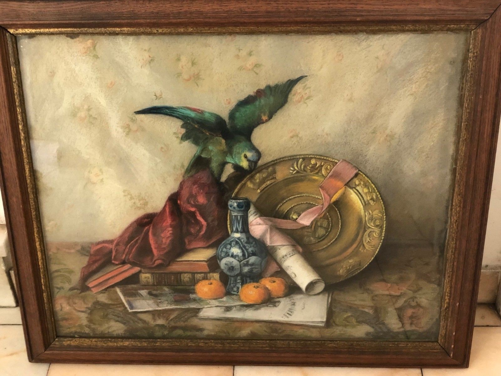 Antoine Deserve (Painter Lyon 19eme) Still Life Choose Bird, 1879 Pastel Canvas
