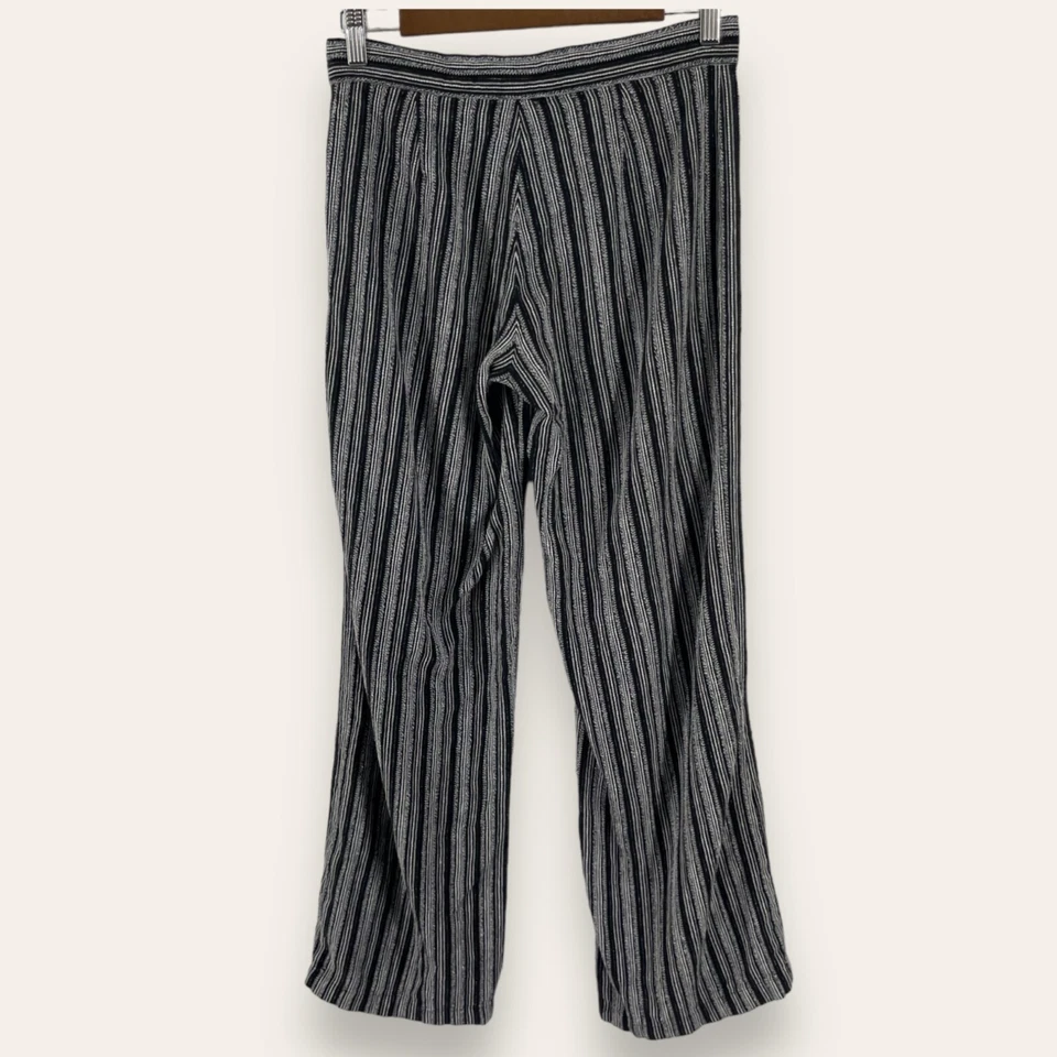 Philippe Adec Paris Black Stripe Textured Pants Size 4 - Image 2 of 4