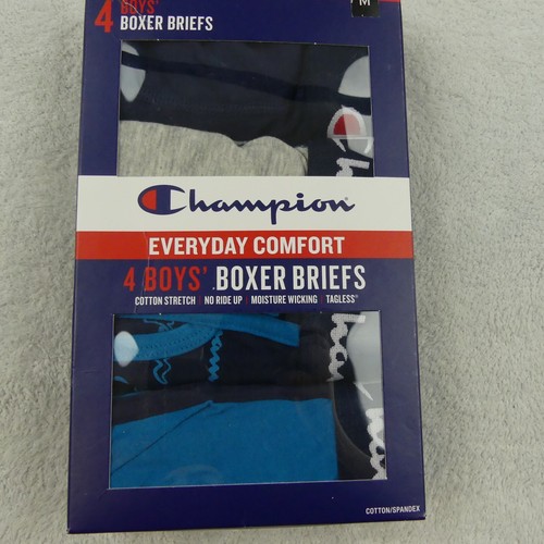Champion Underwear Boys Medium Boxer Briefs Everyday Comfort 4 Pair - Picture 10 of 11