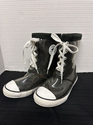 CONVERSE ALL STAR Black Party High Top Weather Rain Boots Junior Girls Size 