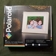 Polaroid 8" Digital Picture Frame - Ivory Wood Tone Frame New 