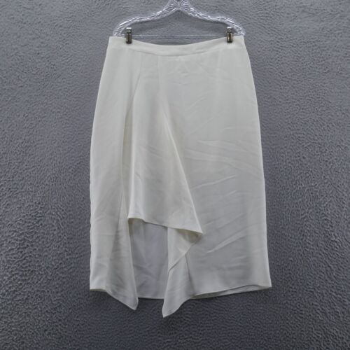 Express Womens Soft Drape Midi Length Skirt 14 Ivory Straight Lined NEW