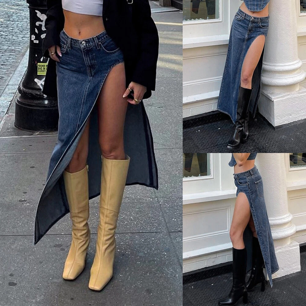 Jeans skirt deals and boots