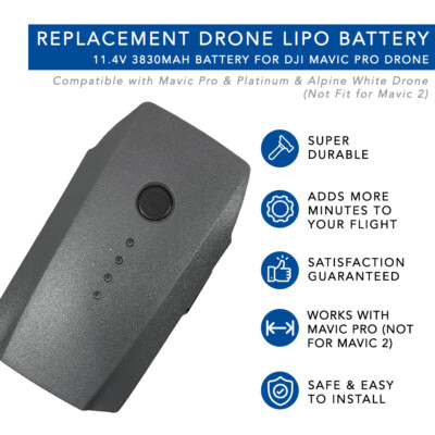 Batería De Vuelo Inteligente LiPo De 11.4 V 3830 MAh Compatible Con DJI Mavic Pro, DJI Mavic Pro Platinum, DJI Mavic Pro Alpine White Drone (no Apto Para Mavic 2