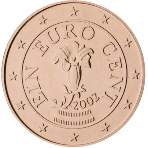 Pièces euro d'Autriche pour 1 Cent année 2002