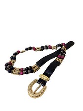 Express Vintage Gold Medallion Beaded Leather Belt Size M