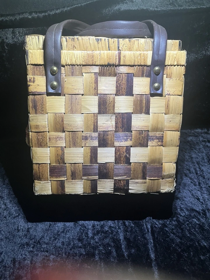 Cartera de paja radiante de bambú vintage Filipinas Foto 4 de 4