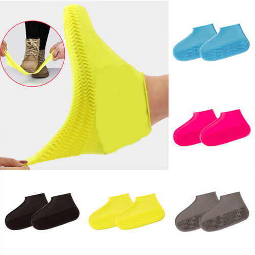 3Pairs SHOE COVER WATERPROOF Silicone Non Slip Rain Water RUBBER Boot Overshoe ↖ - Picture 1 of 24
