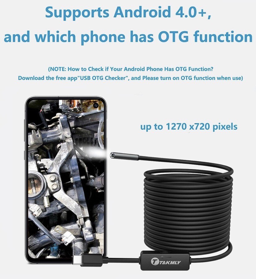 TAKMLY USB Mini Camera Endoscope Unknown Model No Box No