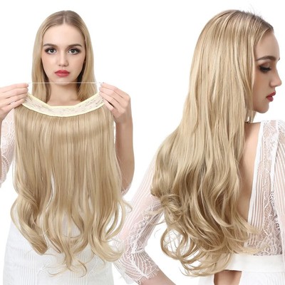 Synthetic Natural Synthetic Hair Extension No Clip In Artificial Fake Wavy False