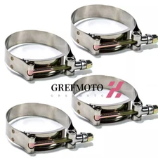 4PCS 301 Stainless Steel T-Bolt Clamps Silicone Hose ID 2.5" Clamp 66mm-74mm