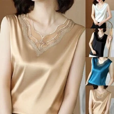 Camisole Women Tops Women Sleeveless High Quality Luxurious Silk Satin us