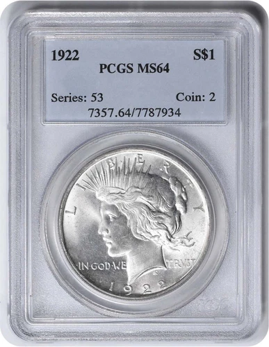 1922 Peace Silver Dollar MS64 PCGS