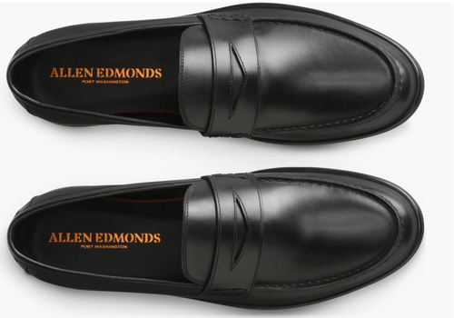 Zapatos Mocasines Allen Edmonds Talla 11.5 D Driggs Cuero Penny Negros Reg $300 NUEVO - Imagen 2 de 6