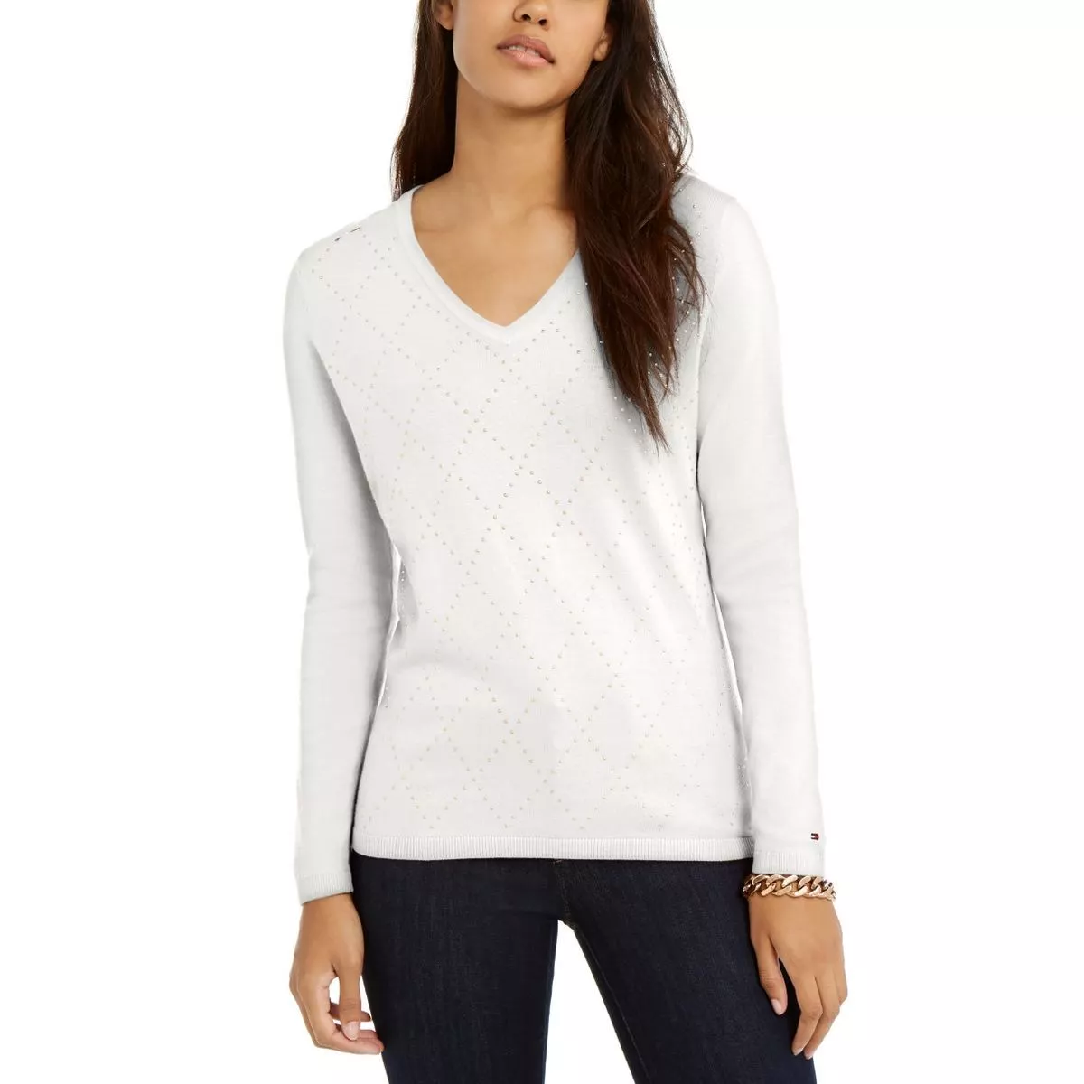 Tommy hilfiger cotton v neck sweater deals