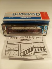 HOHNER BLUES BAND HARMONICA in key of C. SOUNDSHEET  INSTRUCTIONS INCLUDED 