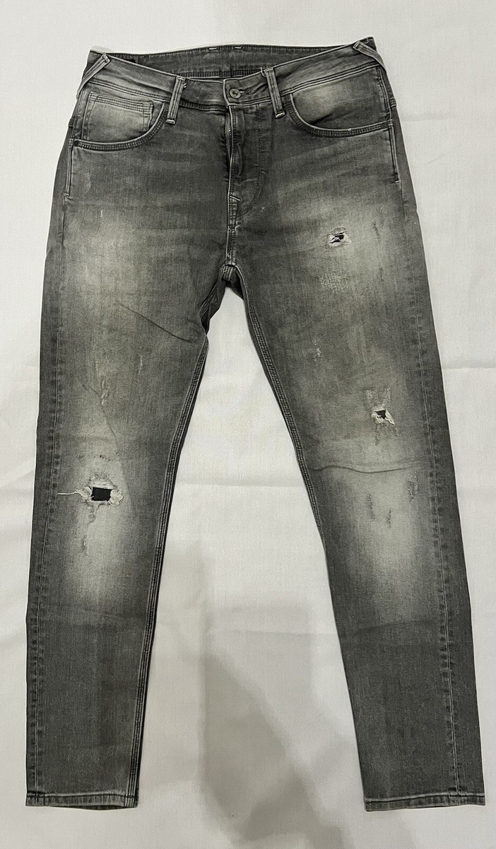 pepe jeans Men's 32w 30L Skinny/slim Fit Grey Distressed UK