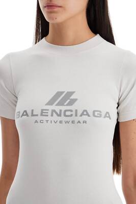 Tシャツ・カットソー BALENCIAGA Women Tops 768075TQVU1 9016 WHITE T-shirt with reflective logo BALENCIAGA Woman Tg. M
