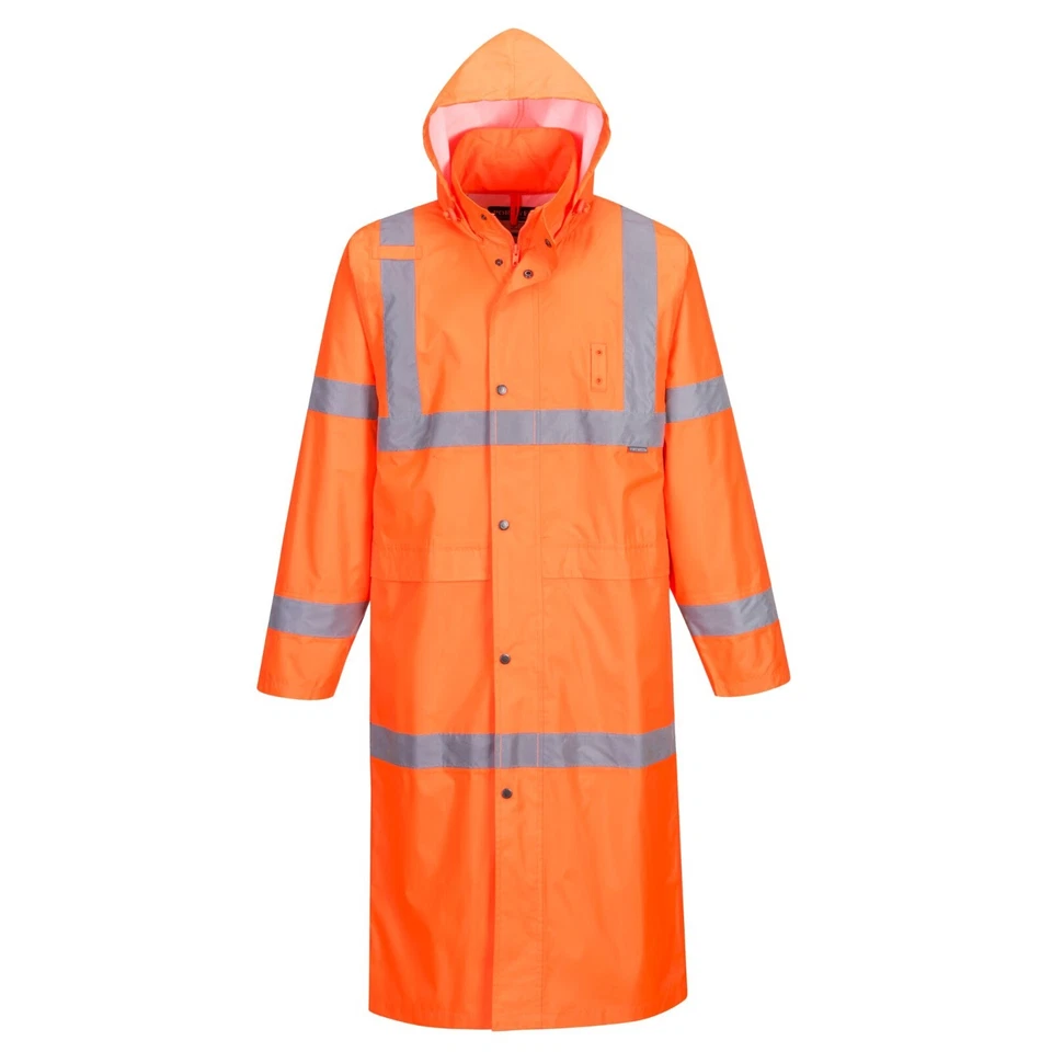 Portwest UH445 Mens Waterproof Raincoat Hi Vis Reflective Lightweight 48" Jacket - Image 2 of 4
