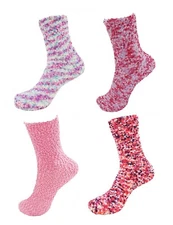 Chirpy Socks - Assorted Super Soft Warm Microfiber Fuzzy Knobby Socks - 4 Packs