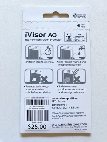 iVisor AG Apple iPhone 5, 5s White Next-Gen Screen Protector by Moshi - Picture 2 of 2