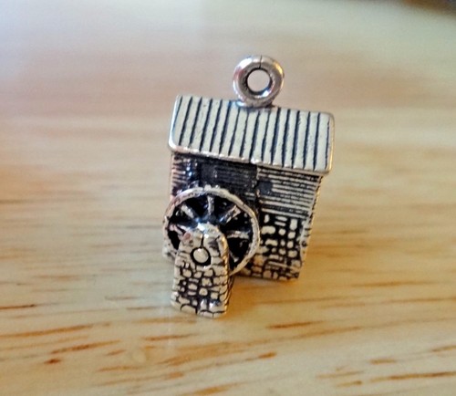 Sterling Silver12x15x10mm 5 gram detailed Movable Saw Grist Mill Charm - Picture 2 of 6