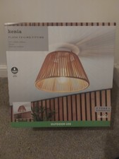 New- Dunelm Kenia Rattan Outdoor Flush Ceiling Light - IP44 - E27 Fitting NEW
