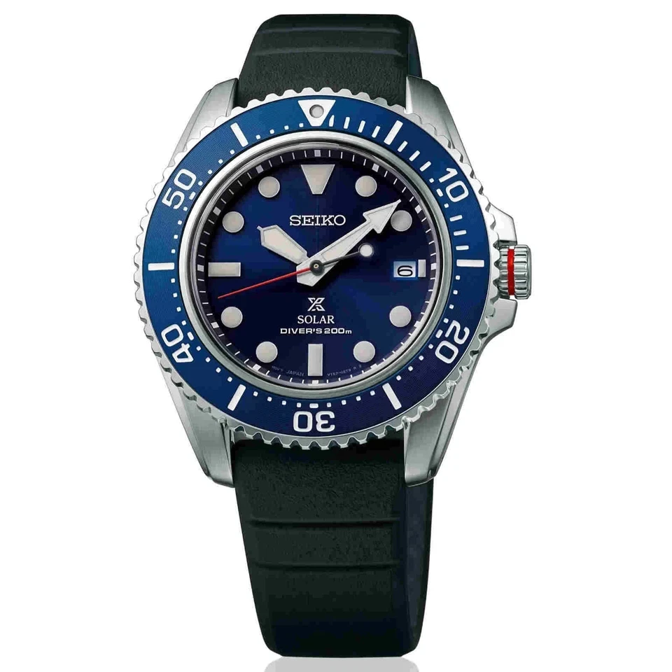 SEIKO Prospex SNE593P1 Solar Blue Dial Date Display Silicone Strap Diver Watch - Image 2 of 4