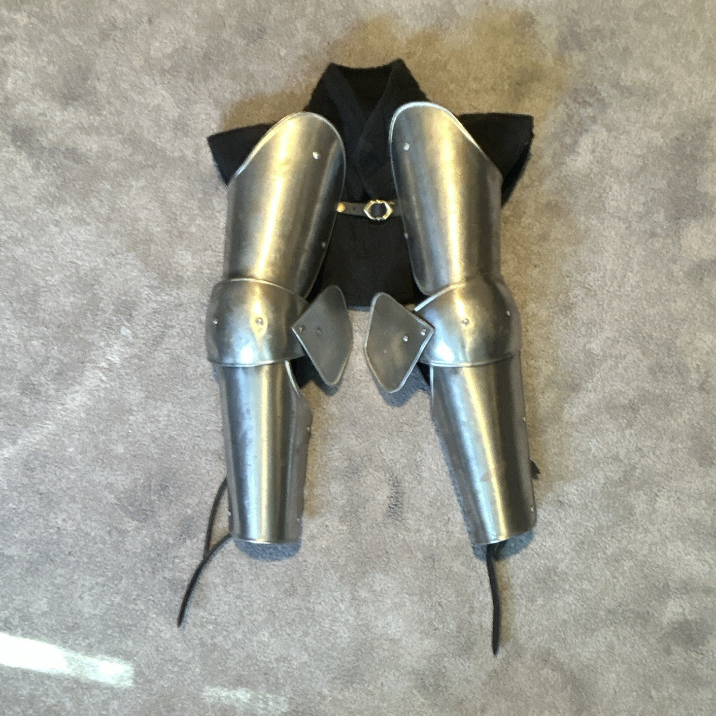 Medieval Steel Arm Armor Silver Black Repro