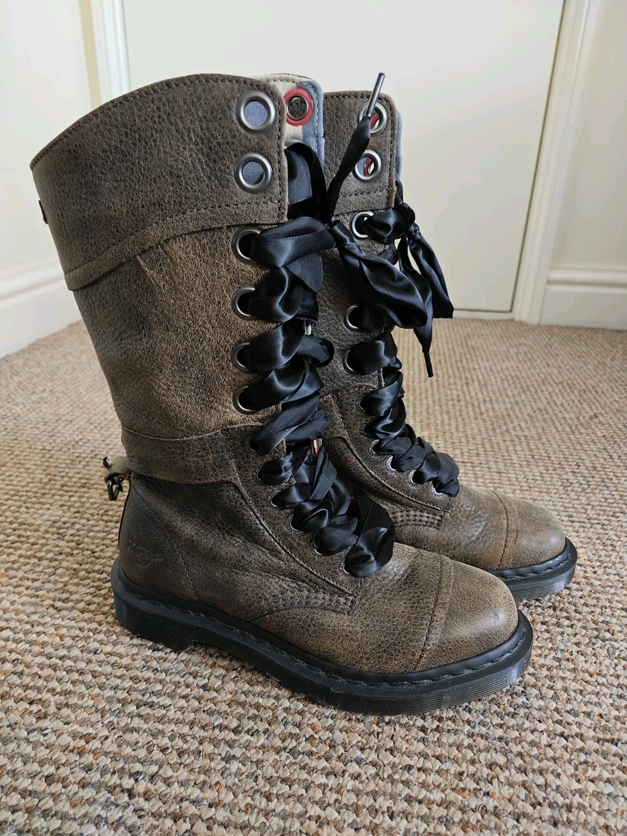 DR MARTENS TRIUMPH 1914 WOMEN'S BROWN BOOTS UNION JACK SIZE UK