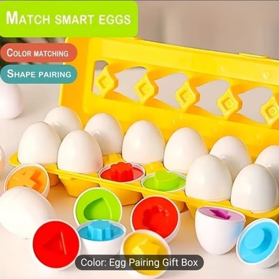 Matching Egg Shape Color Game Toddler Kids Easter Eggs Toys Puzzle Play Set-New