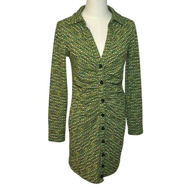 Stradivarius Green Long Sleeve Knit Dress M Minimalist Preppy Retro Streetwear