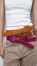 Zara 100  Leather Orange belt Made In Spain NWT Size 80/ 30